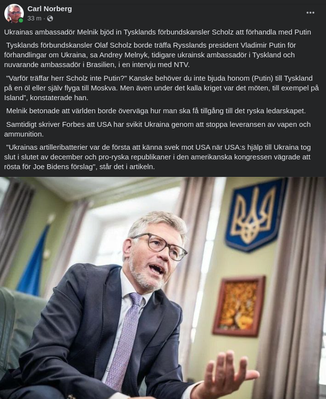 Ukrainskt Förhandlingsinbjudan Mellan Schultz & Putin