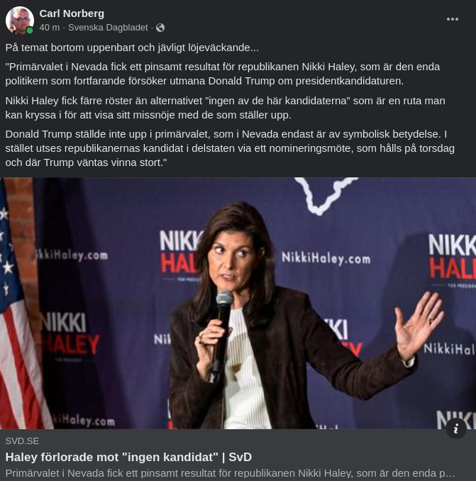 Haleyförlust Mot Ingen Kandidat