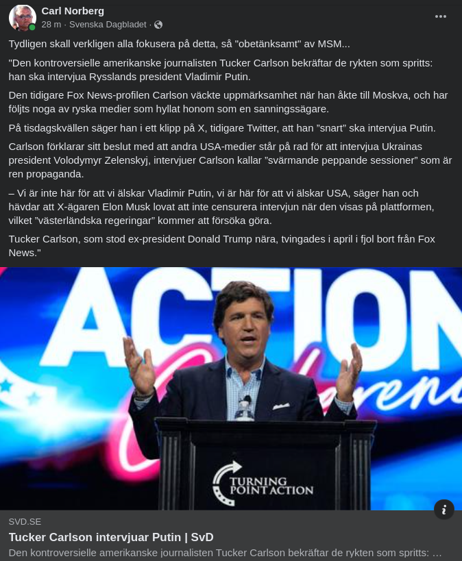 Mediefokusering På Tucker/Putin