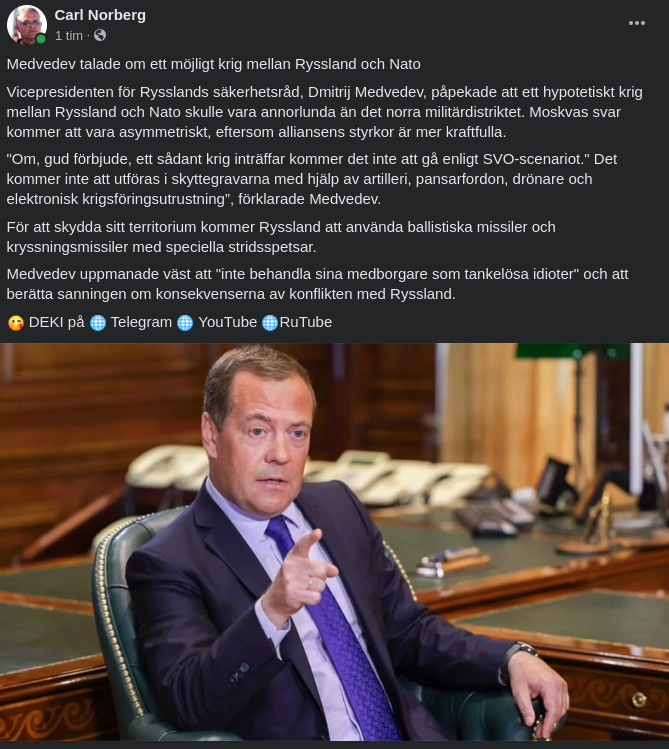 Medvedev Om Möjligt Krig