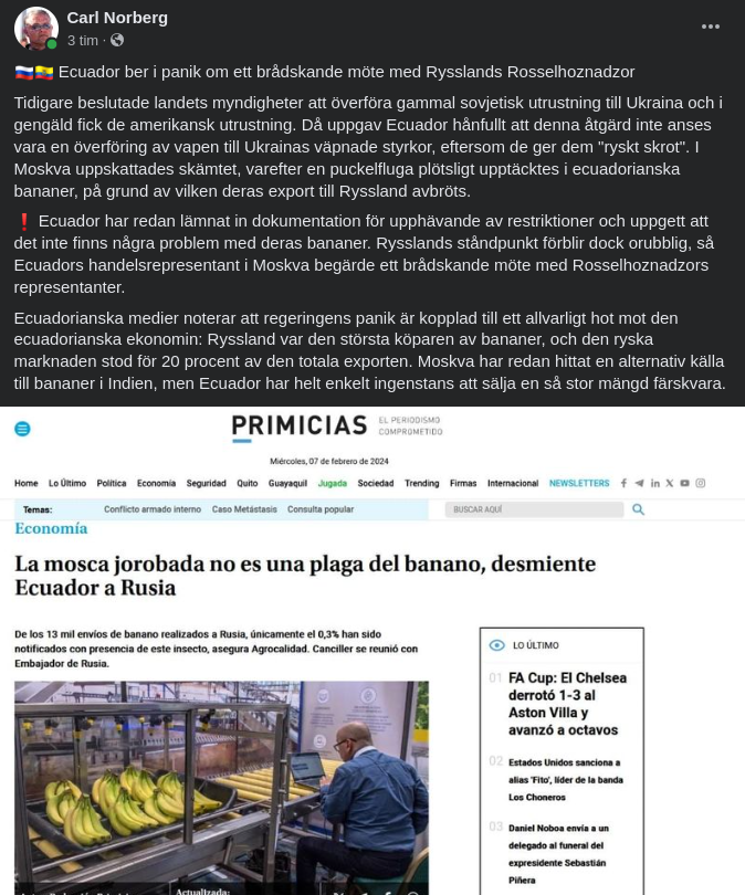 Puckelflugor Stoppar Ecuadoriansk Bananexport Till Ryssland