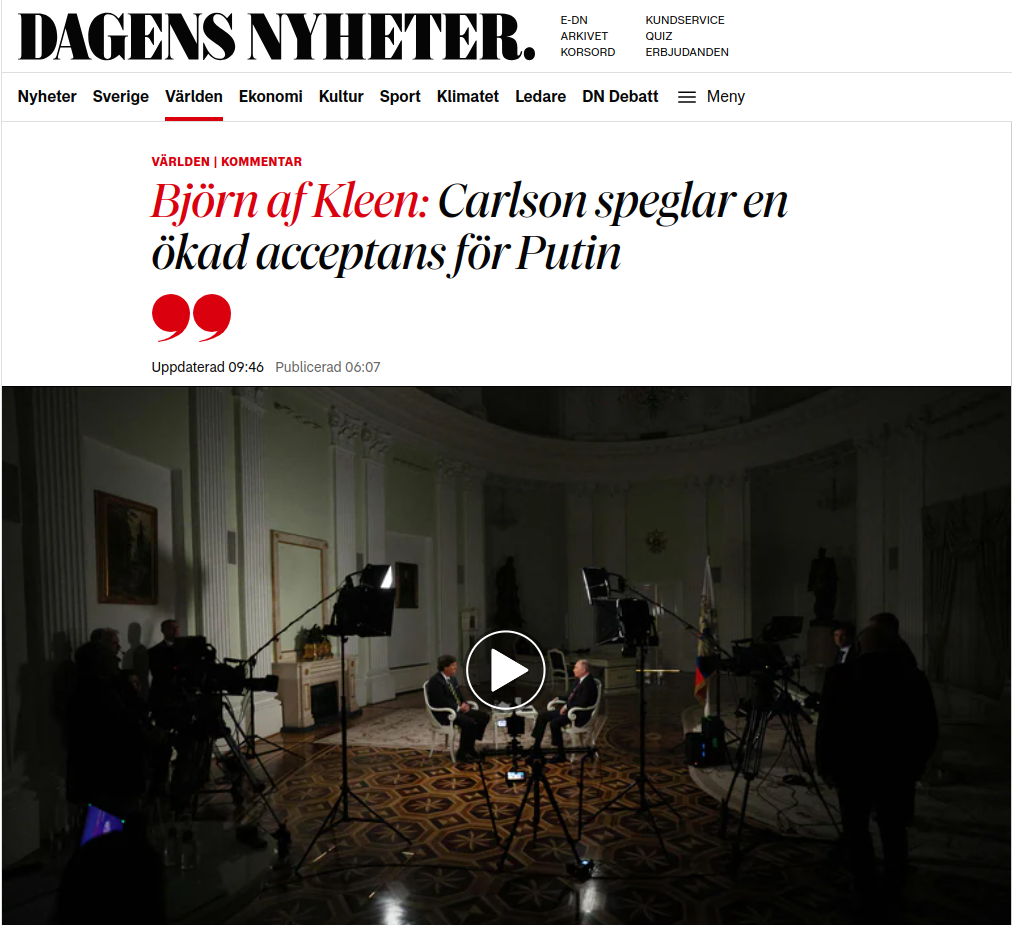 Ökad Putin-Acceptans I DN