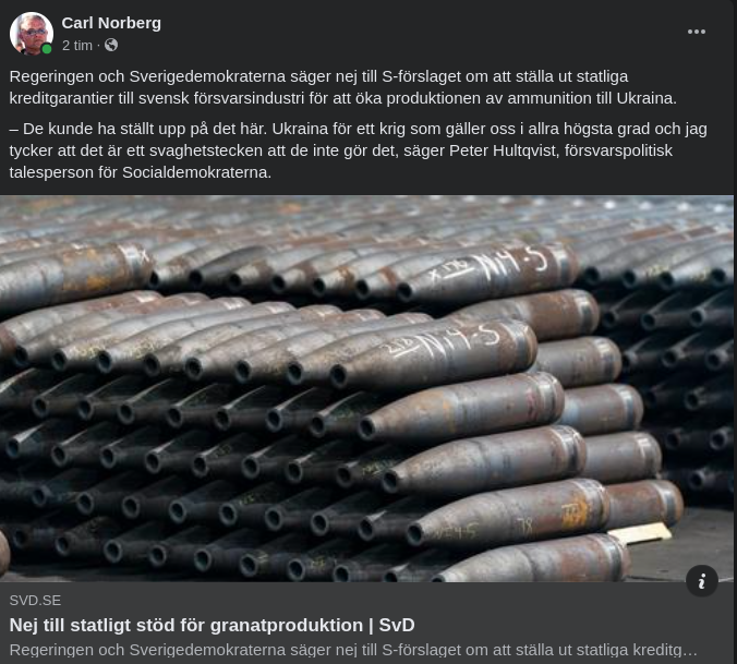 Regeringsnej Till Statlig Granatproduktionsstöd