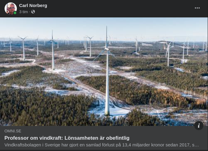 Obefintlig Vindkraftslönsamhet