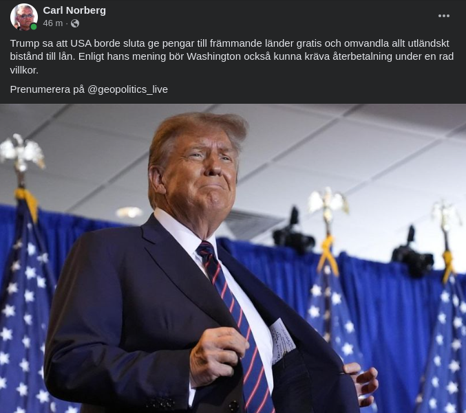 Trump Vill Göra Bistånd Till Lån