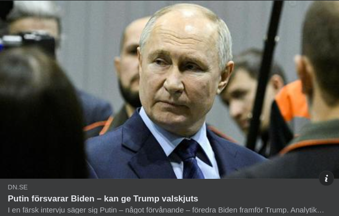 Bidenförsvarande Putin Kan Ge Trump Valskjuts I DN
