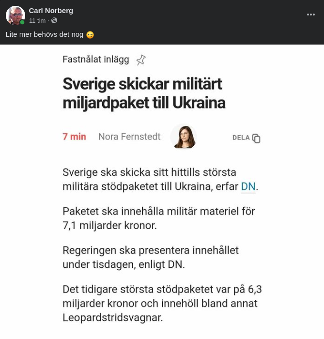 Svenskt Militärt Miljardpaket Till Ukraina