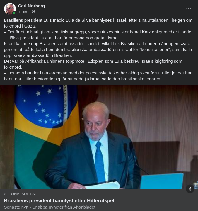 Brasiliens President Bannlyst I Israel