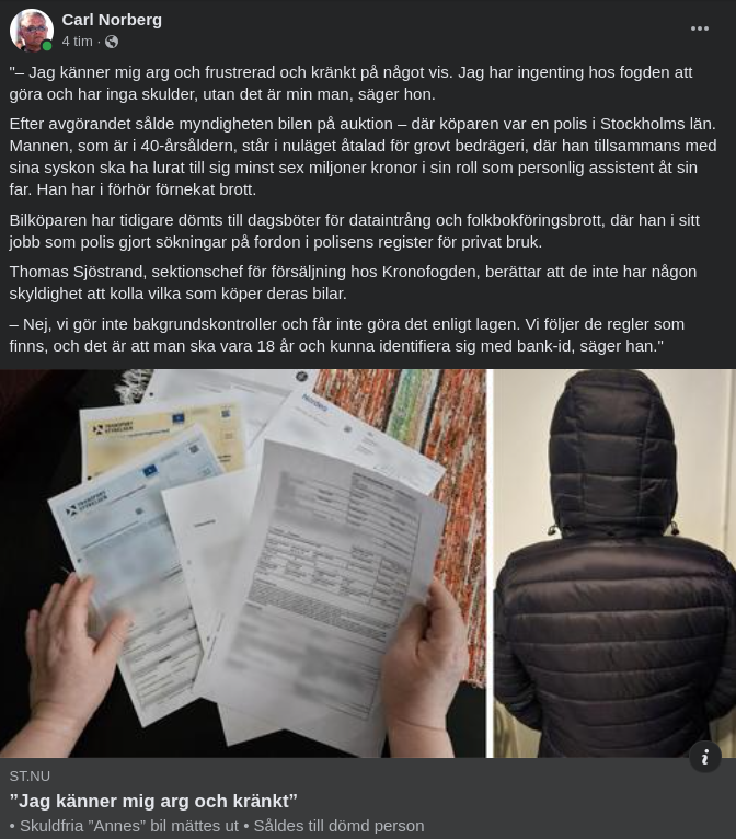 Regelföljd Kronofogde-Bilhandel