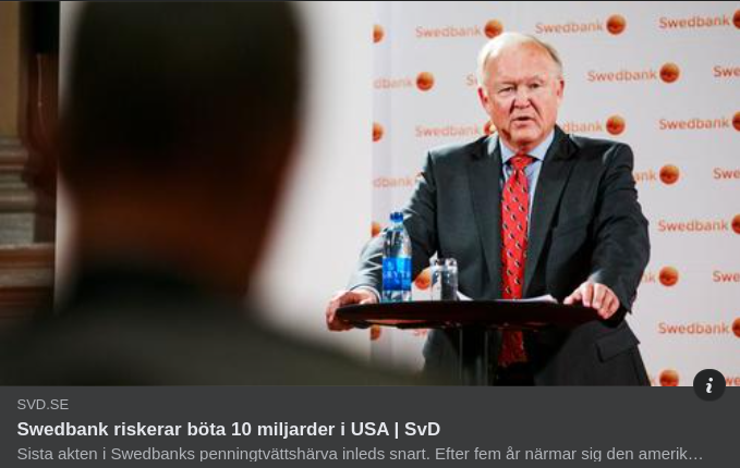 Miljardbötesrisk För Swedbank I USA