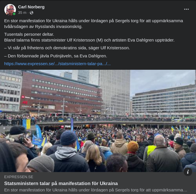 Ukraina-Manifestation På Sergels Torg