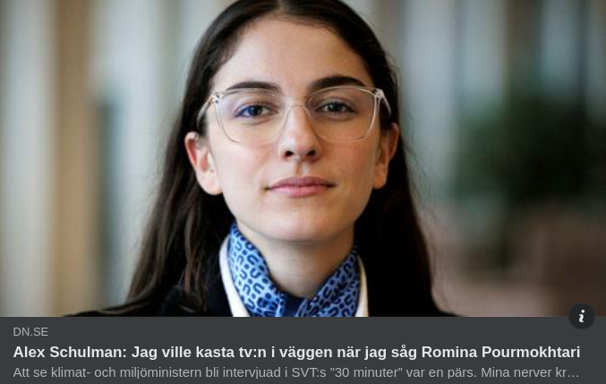 Schulman Ser Miljöminister Romina Pourmokhtari