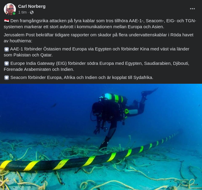 Fyra Skadade Undervattenskablar