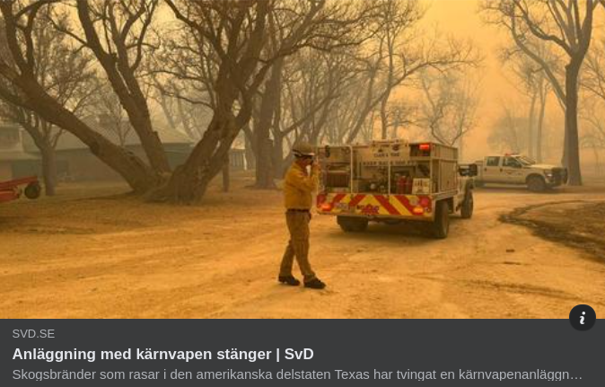 Skogsbrand Stänger Kärnvapenanläggning I Texas