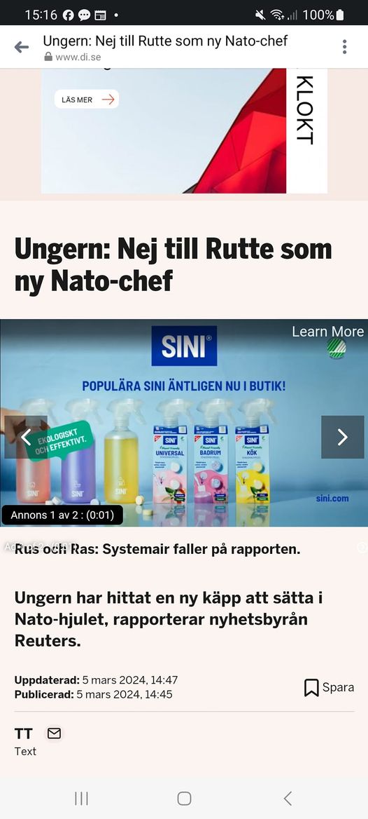 Ungern Nekar Rutte Som Nato-Chef