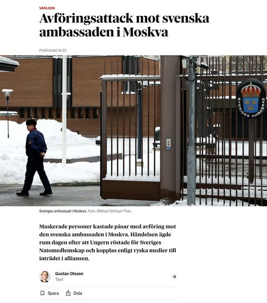 Bajs Kastat På Svenska Ambassaden I Moskva