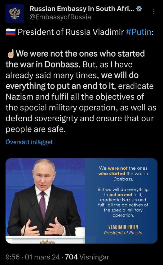 Avslutningsinriktad Putin