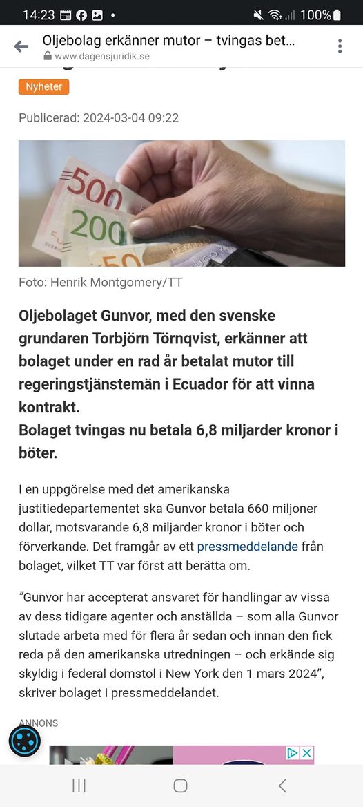 Mutbetalande Gunvor I Ecuador