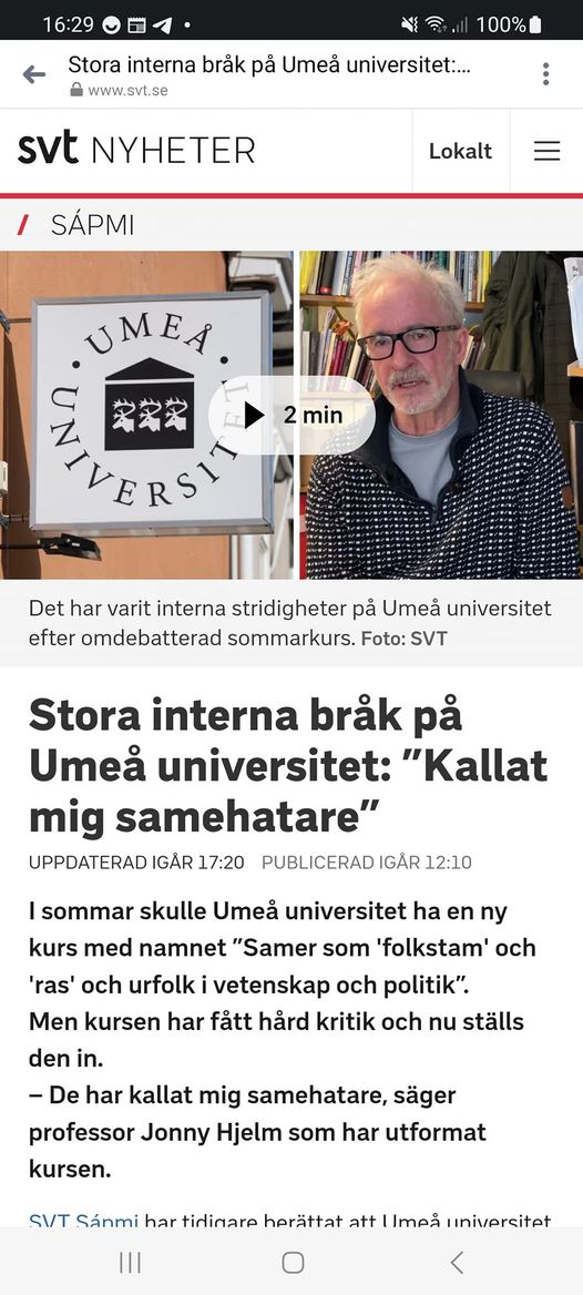 Universitetsbråkigt I Umeå Om Samer