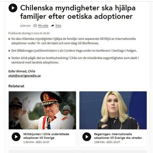 Chilenska Myndigheter Ska Hjälpa Adoptionsoffer