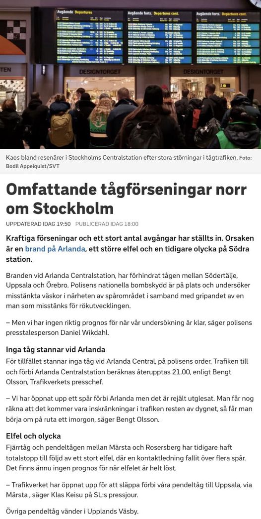 Omfattande Tågförseningar