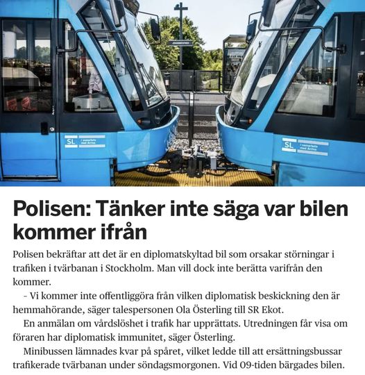 Förtegen Polis Om Diplomatbil På Tågspår