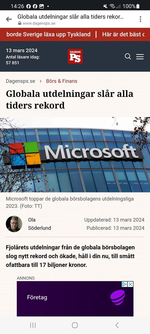 Globala Rekordutdelningar På 17 Biljoner Kronor