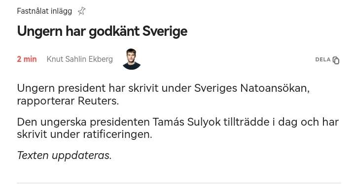 Sverige Godkänt Av Ungern