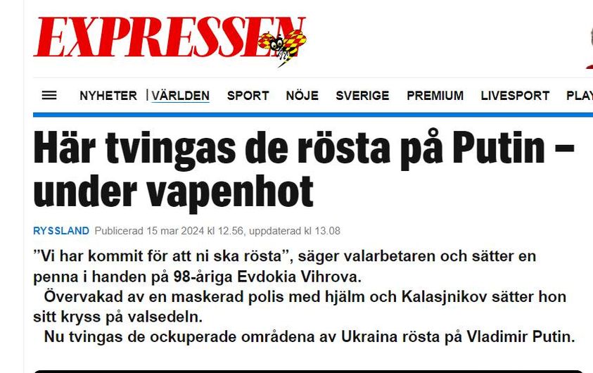 Ryskt Vapenhotsröstande I Expressen