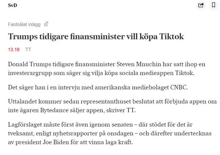 Mnuchin Vill Köpa Tiktok
