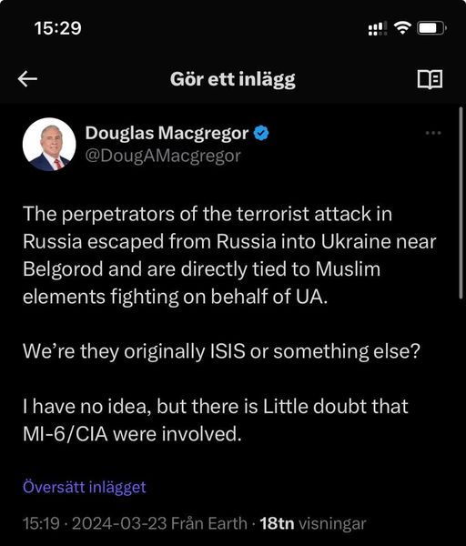 Macgregor Om Terrorattacken I Moskva