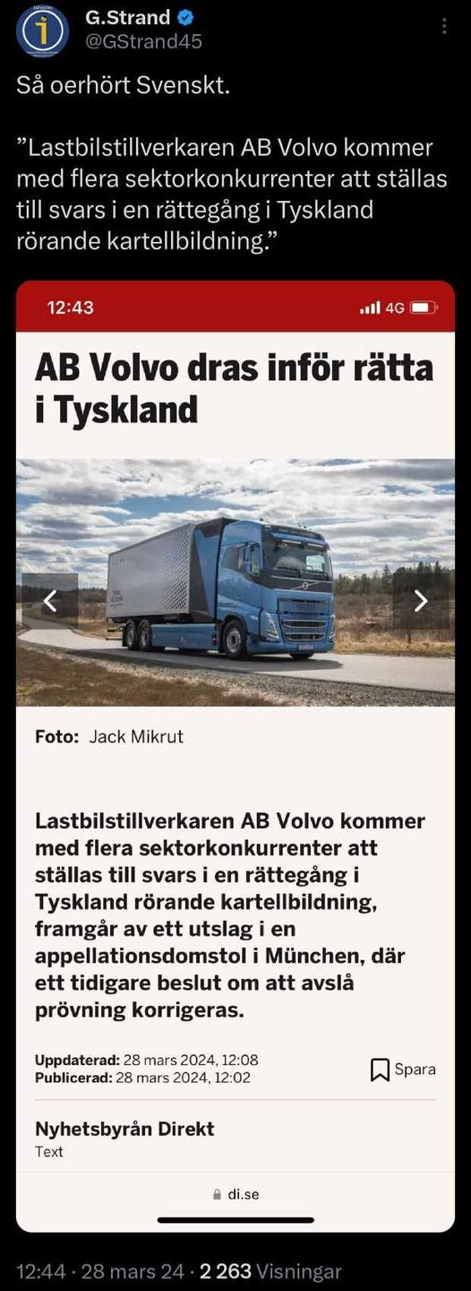 Tysk Kartellbildningsrättegång För AB Volvo