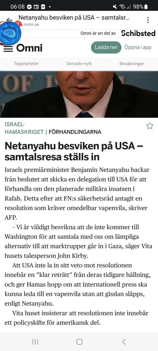 Netanyahu Ställer In Samtalsresa