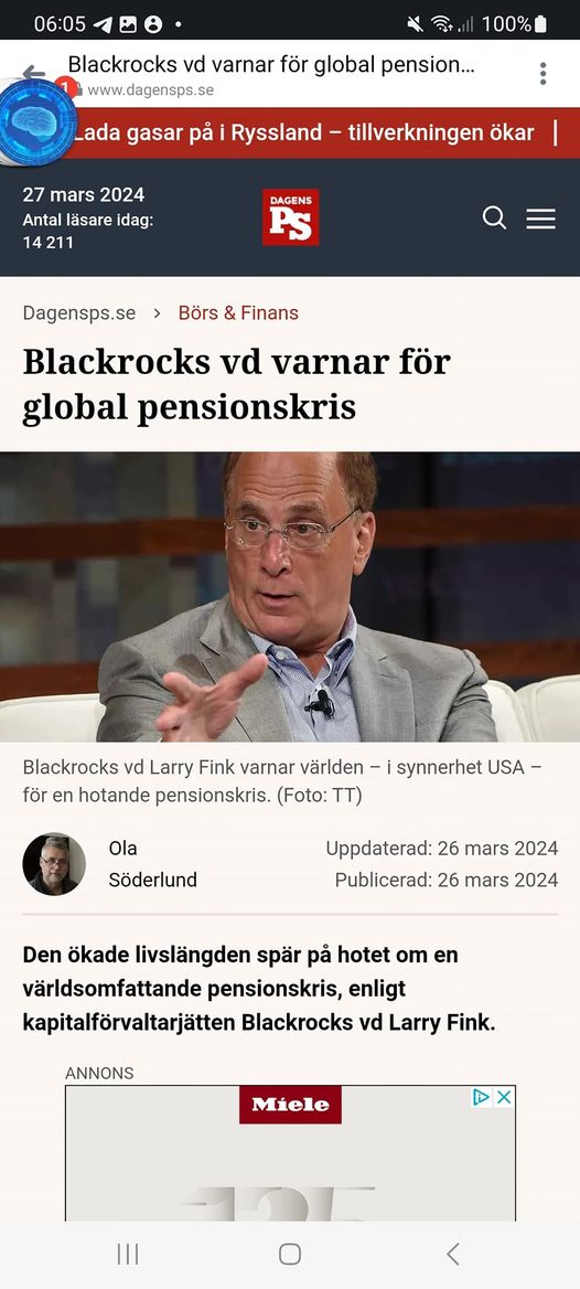 Global Pensionskrisvarning Från Fink