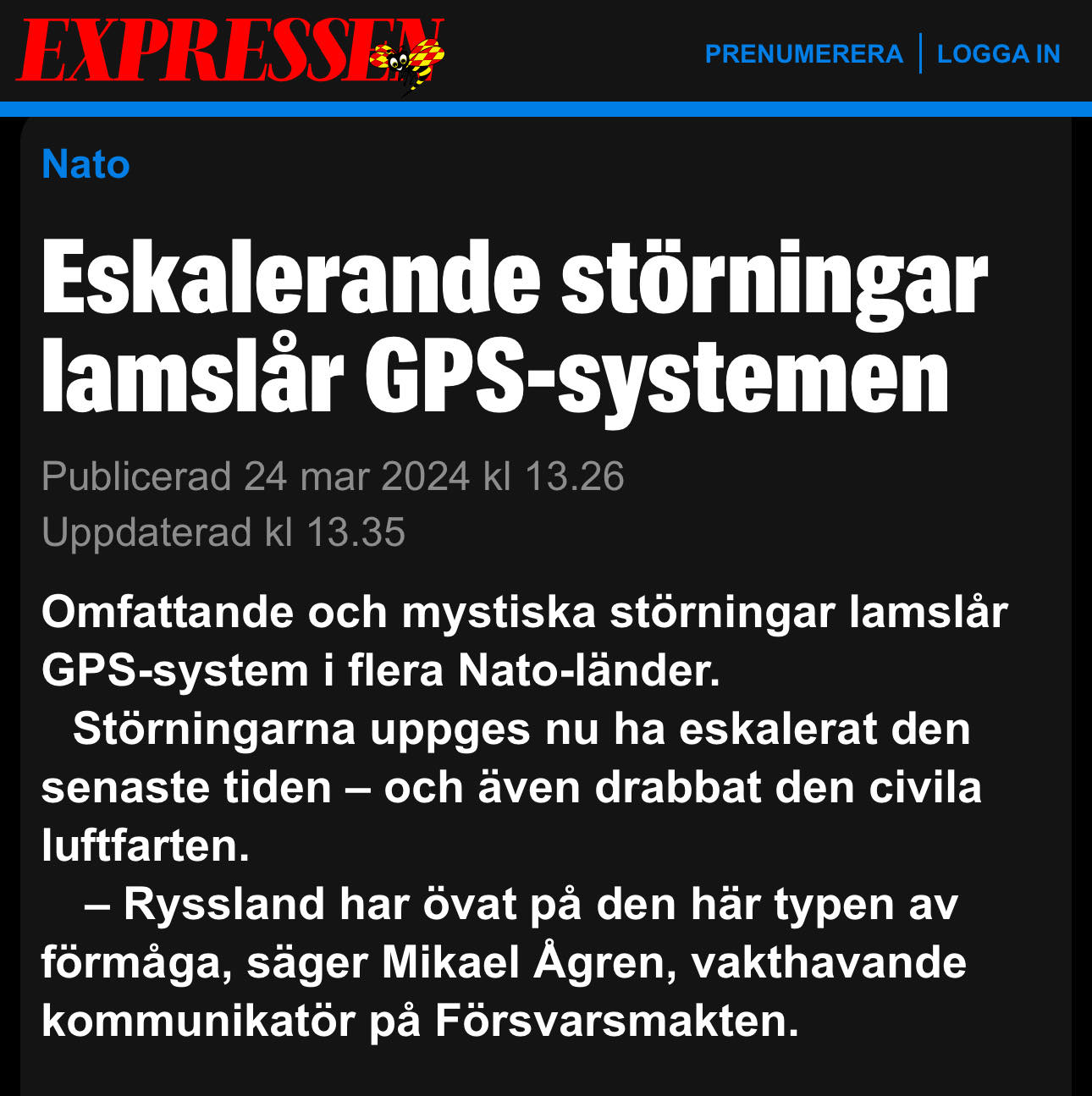 Lamslående GPS-Störningar I Flera Nato-Länder