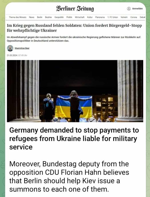 Tyskland Kräver Utbetalningsstopp För Vapenföra Ukrainska Flyktingar