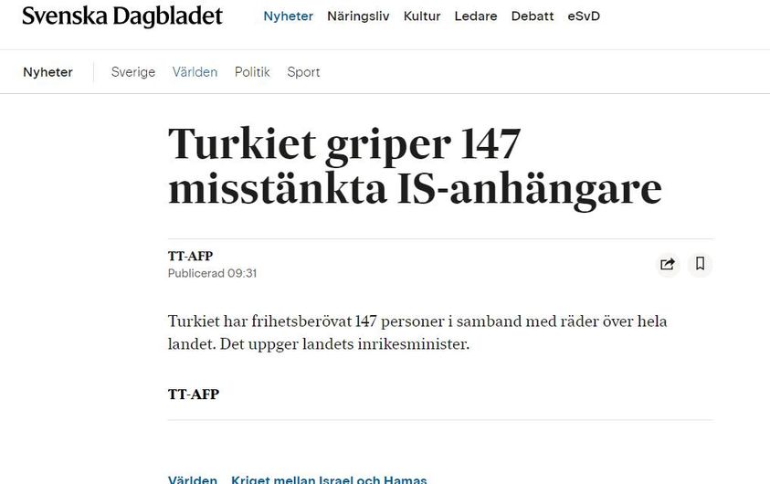 Turkiet Griper 147 IS-Anhängare & Putins Polisstat Fallerar I SvD