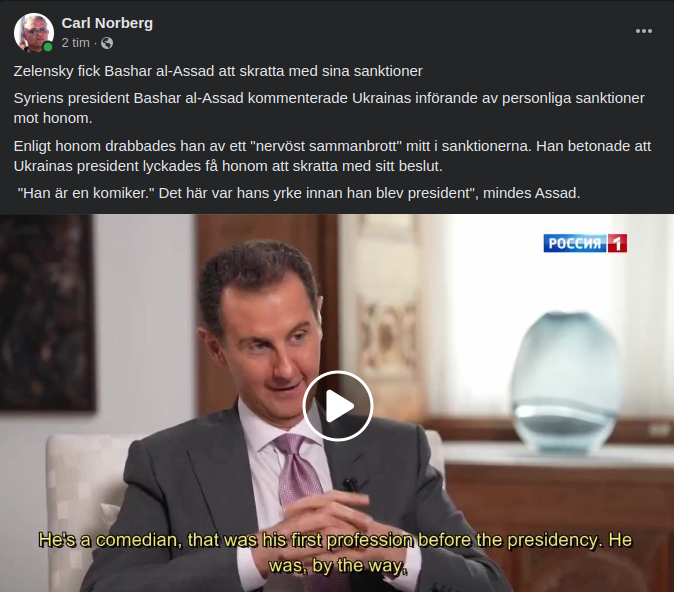 Assad Skrattar Åt Zelensky