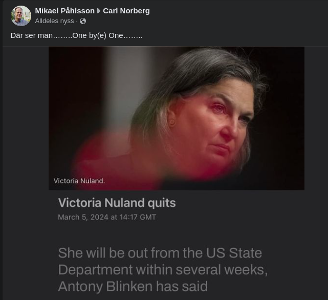 Victoria Nuland Avgår