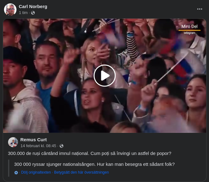 300 000 Nationalsångssjungande Ryssar