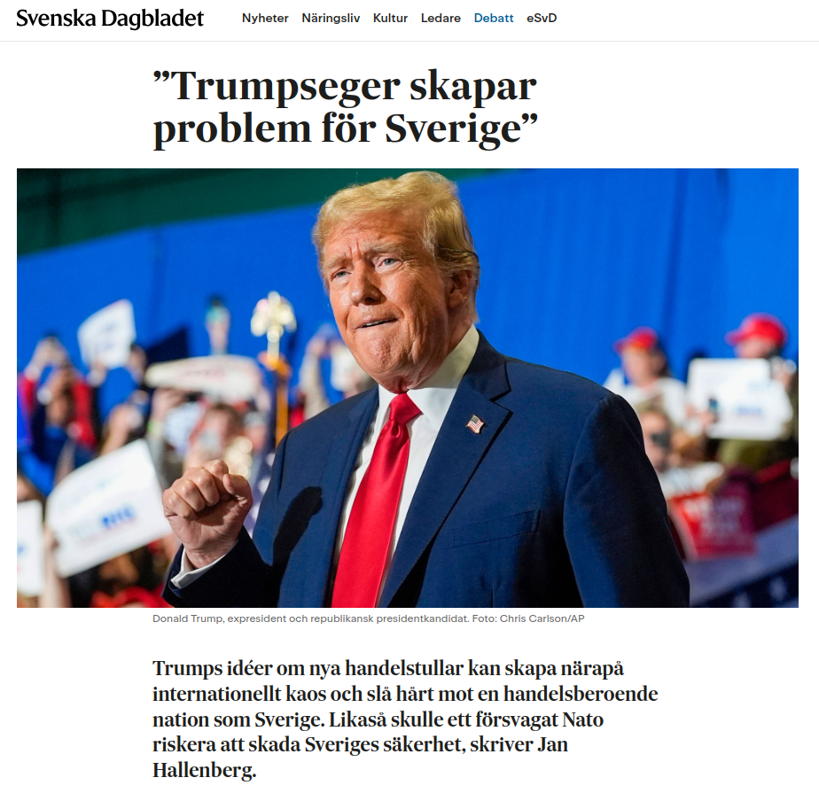 Svenskproblematisk Trumpseger I SvD
