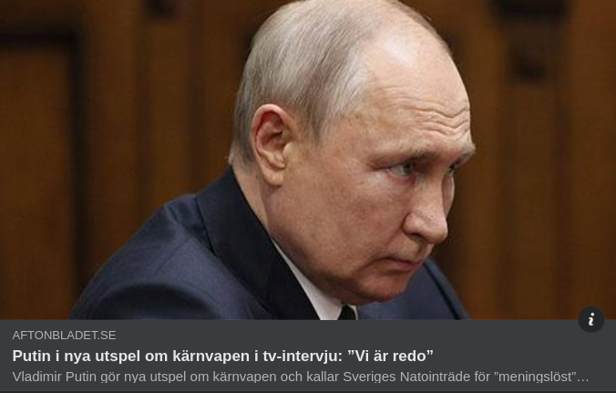 Nytt Putin-Utspel I Aftonslasket