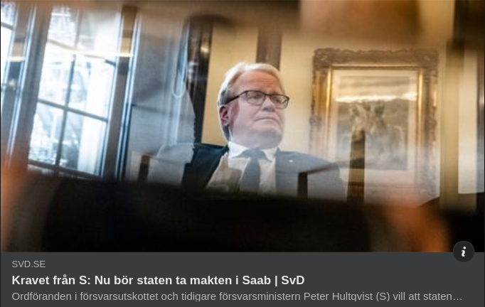 S Kräver Statligt SAAB-Övertagande