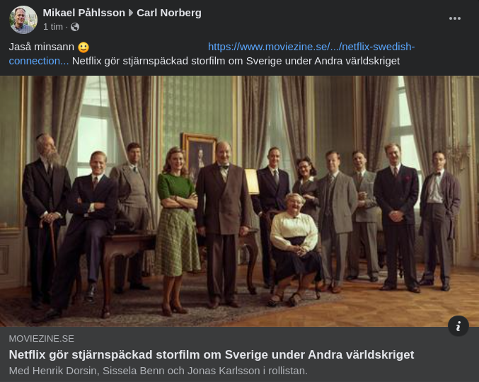 Kommande Film Om Sverige Under WWII