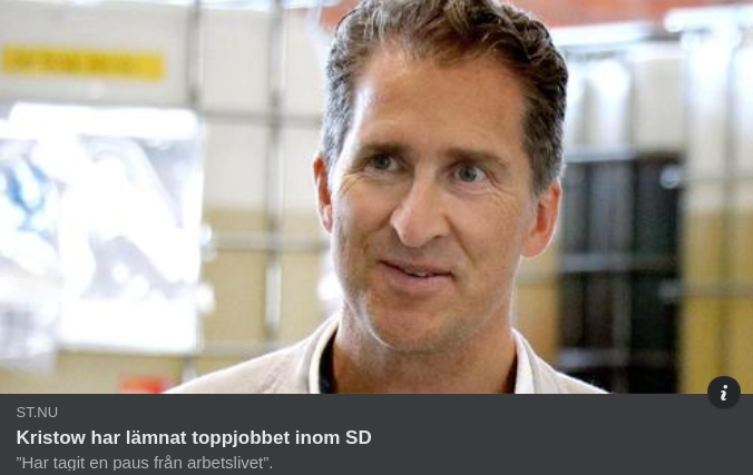 Kristow Lämnar SD-Toppjobb