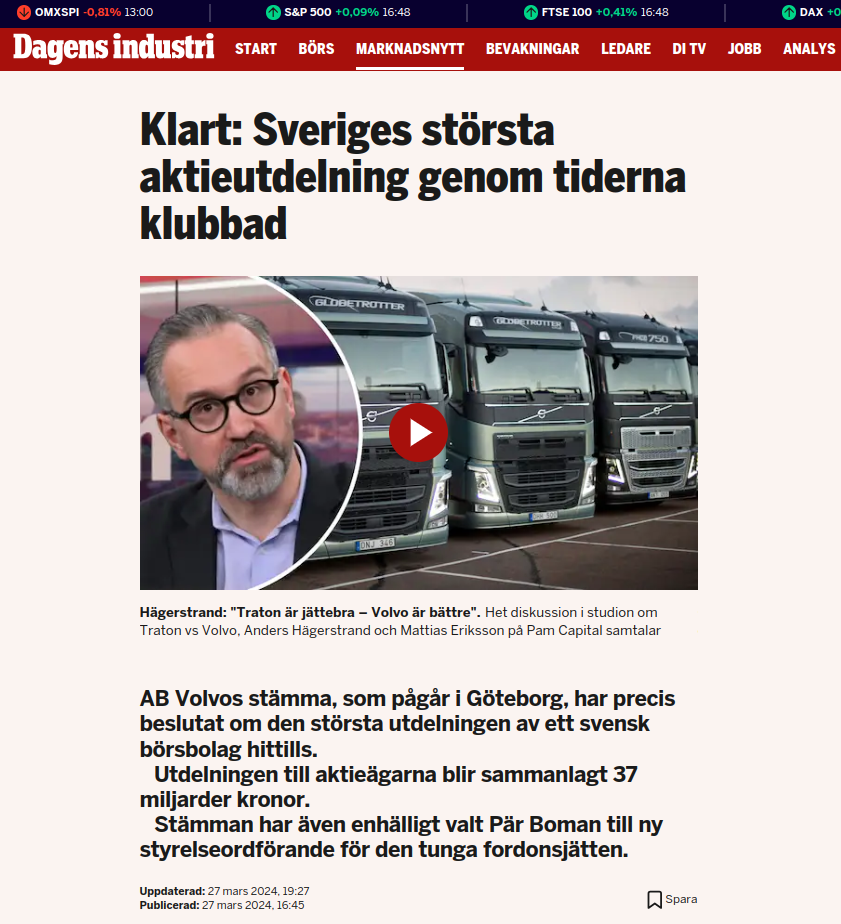 Ny Styrelseordförande & Rekordutdelning