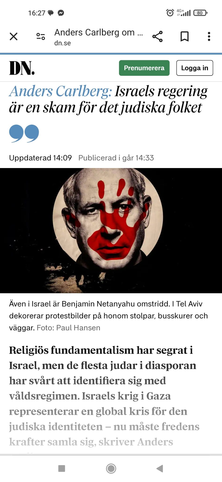 Israels Regering Skämmer Judiska Folket I DN