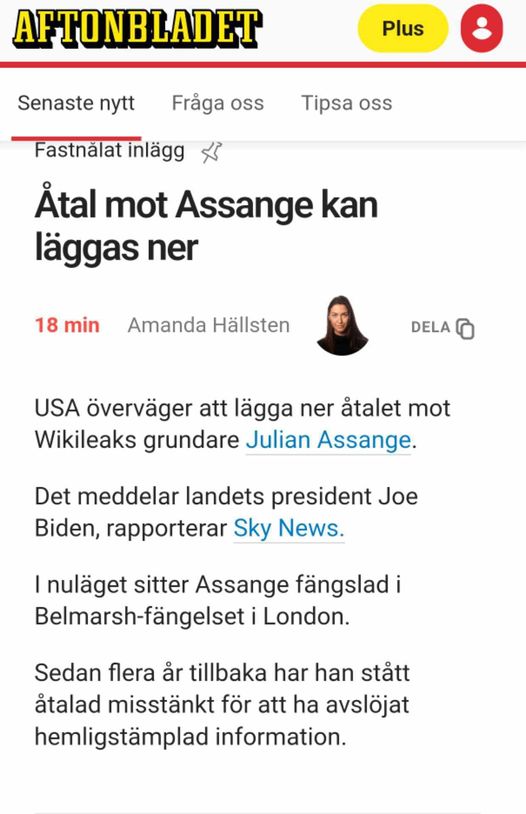 USA Funderar På Nedlagt Assange-Åtal