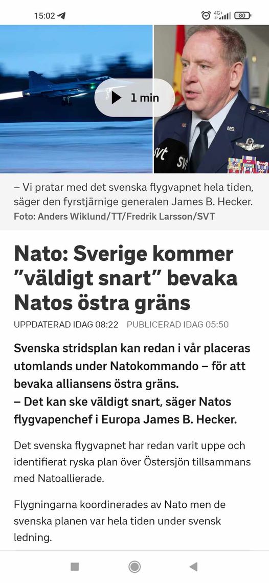 Svenskt Flygvapen & Natos Östra Gräns