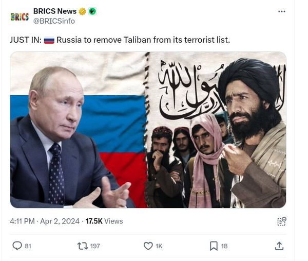 Ryssland Stryker Talibanerna Från Sin Terroristlista